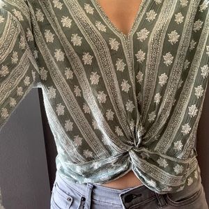 Long sleeve / semi crop top blouse